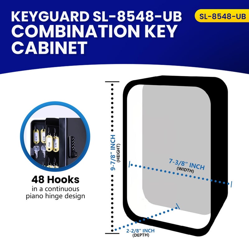 KeyGuard Dual Access Combination Key Cabinet With Black 4-Dial Combi-Cam Ultra - 48 Hook, Conveniently Store Your Keys with 10,000 Possible Combinations, SL-8548-UB - Image 2